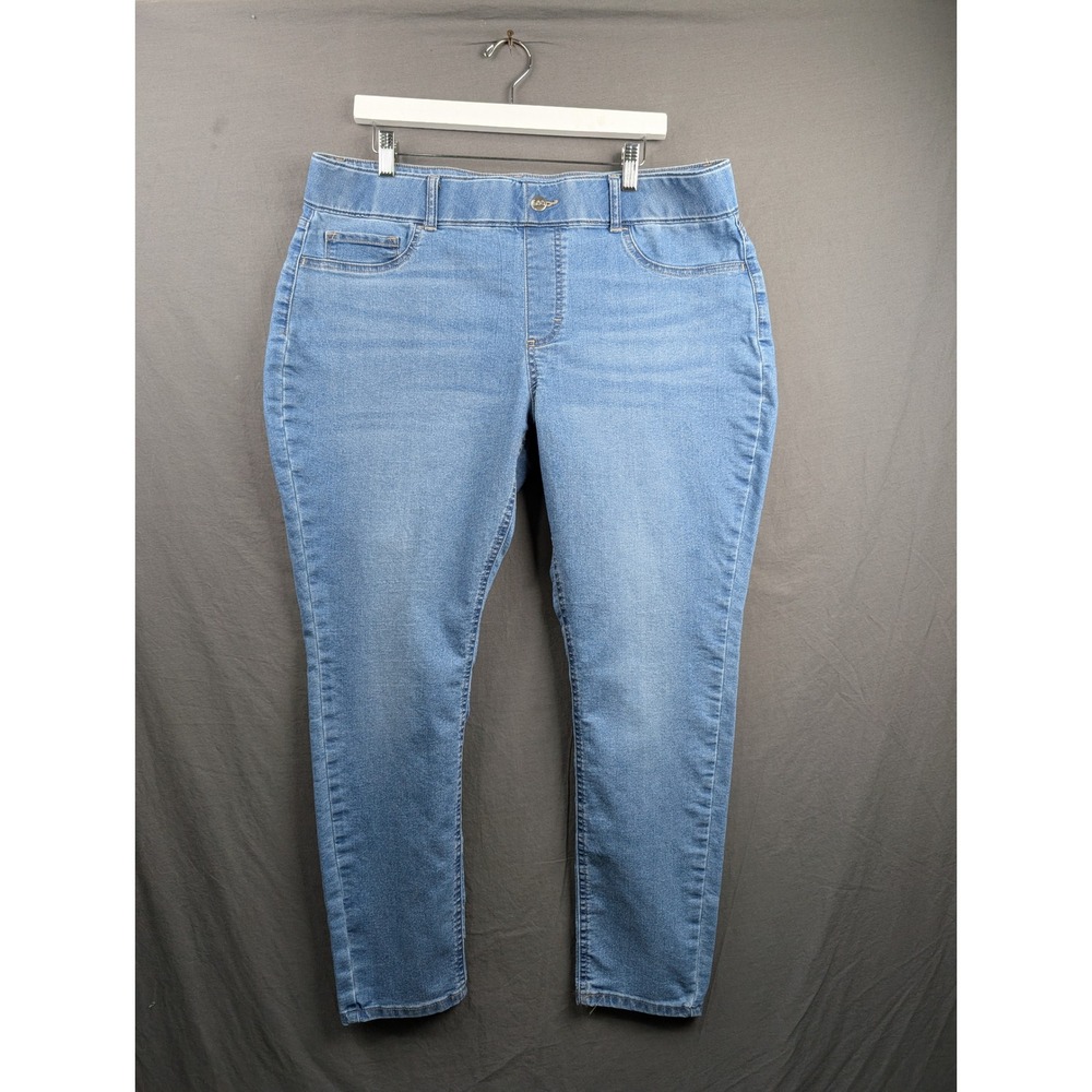 Lee Womens XL Blue Denim High Rise Skinny Pull On Jegging Jeans